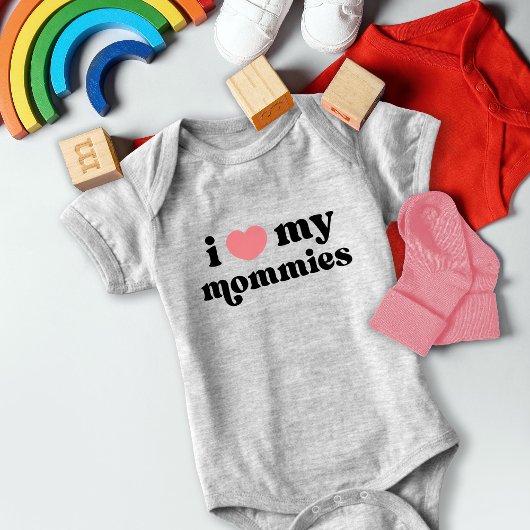 Retro I Love My Mommies Queer Moms Coeur Baby Body