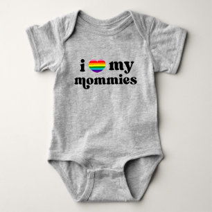 Retro I Love My Mommies Queer Moms Rainbow Romper