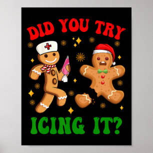 Retro IC Nurse Christmas Gingerbread heb je geprob Poster