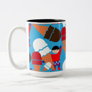 Retro Ice Cream Art Tweekleurige Koffiemok