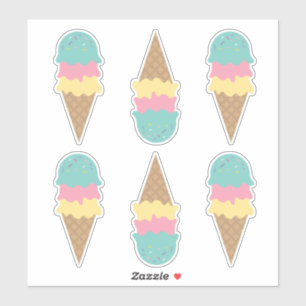 Retro Ice Cream bevat Blauwgroen Vanilla Pink Sticker