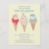Retro Ice Cream Cone 19e Verjaardag uitnodiging (Voorkant)
