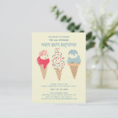 Retro Ice Cream Cone 80e Verjaardag uitnodiging (Staand voorkant)