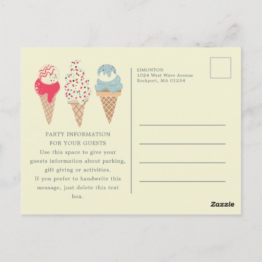 Retro Ice Cream Cone 80e Verjaardag uitnodiging (Achterkant)