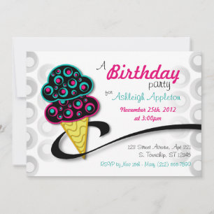 Retro Ice Cream Cone Birthday-uitnodigingen Kaart