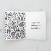 Retro Ice Cream Cone en Kleurplaat Verjaardag Kaart (Binnen)