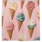 Retro Ice Cream Cone Pattern Douchegordijn (Voorkant)