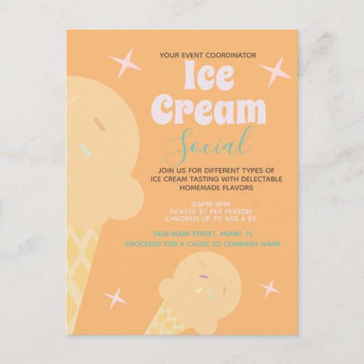 Retro Ice Cream Cone Social Flyer Invitation (Devant)