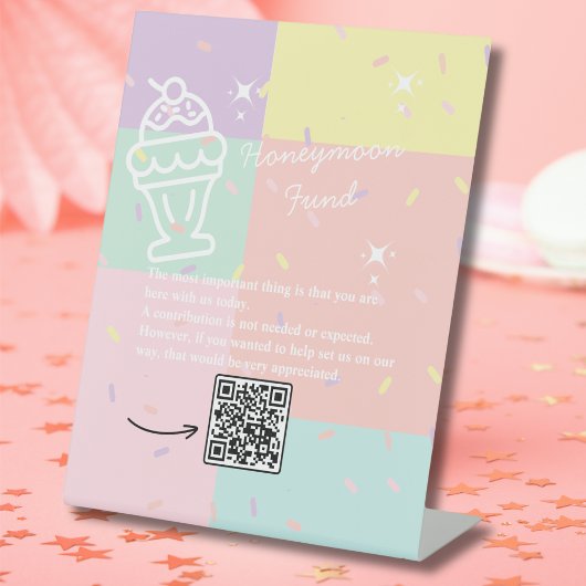 Retro Ice Cream Honeymoon Fund voetstuk Reclamebord Met Voetstuk