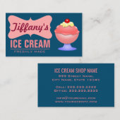Retro Ice Cream Parlor | Roze Sundae | Ice Cream Visitekaartje (Voorkant / Achterkant)