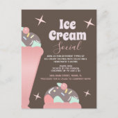 Retro Ice Cream Social Sundae Flyer-uitnodiging Briefkaart (Voorkant)