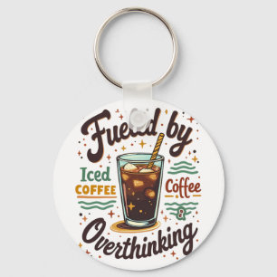 Retro Iced Coffee en Overdenken Funny Grafisch Sleutelhanger