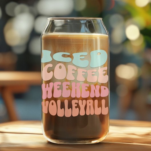 Retro Iced Coffee Weekend Volleybal Blikvorm Glas