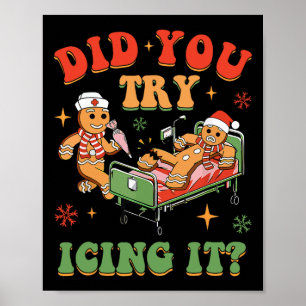 Retro ICU Verpleegster Kerstmis Gingerbread Heb je Poster