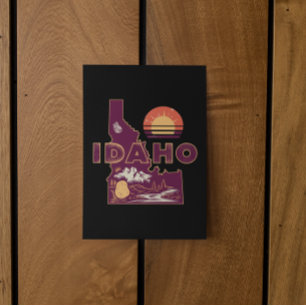 Retro Idaho Reisplattegrond Klassieke Amerikaanse Briefkaart