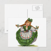Retro Ierse Doll danser met vlechten neemt een str Briefkaart (Voorkant / Achterkant)
