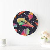 Retro-ijs, kosmisch neon. grote klok (Huis)