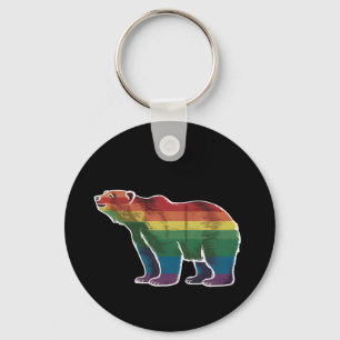 Retro IJsbeer Regenboog Lesbisch LGBT Homoproud Sleutelhanger