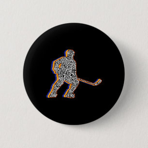 Retro-ijshockeyspeler voor mannen, kinderen, jonge ronde button 5,7 cm