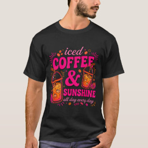 Retro ijskoude koffie & zonneschijn grappige zomer t-shirt