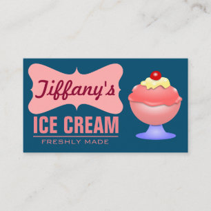 Retro Ijszaak Roze Sundae Ijs Visitekaartje