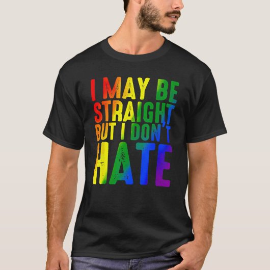 Retro Ik ben misschien hetero, maar ik haat Rainbo T-shirt (Voorkant)