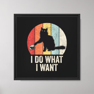 Retro Ik Doe Wat Ik Wil Kat T-shirt Kattenliefhebb Canvas Afdruk