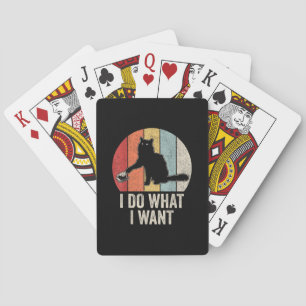 Retro Ik Doe Wat Ik Wil Kat T-shirt Kattenliefhebb Pokerkaarten