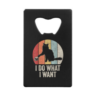 Retro Ik Doe Wat Ik Wil Katten T-shirt Kattenliefh Kredietkaart Flessenopener