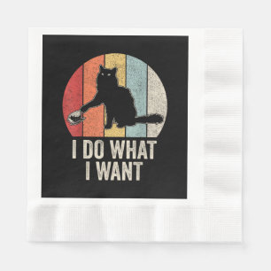 Retro Ik Doe Wat Ik Wil Kattenshirt Kat Liefhebber Servet