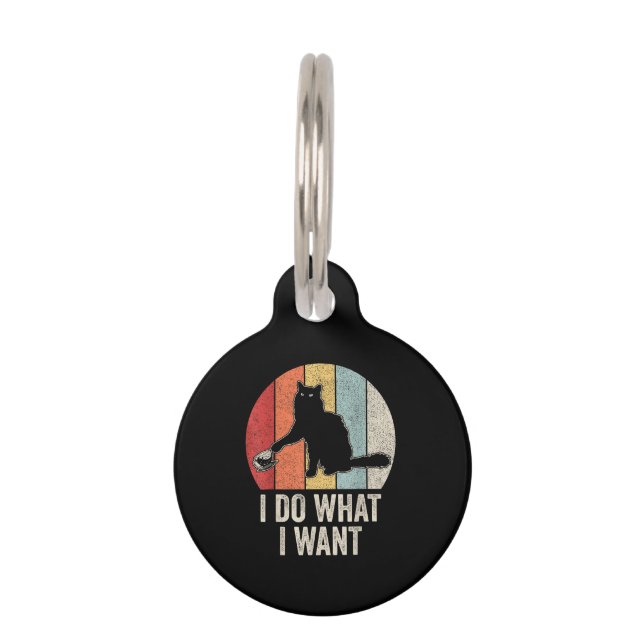 Retro Ik Doe Wat Ik Wil Kattenshirt Kattenliefhebb Huisdierpenning (Voorkant)