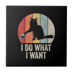 Retro Ik Doe Wat Ik Wil Kattenshirt Kattenliefhebb Tegeltje