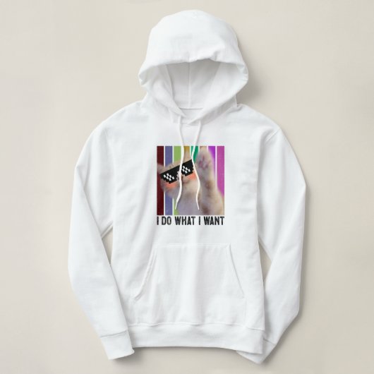Retro Ik doe wat ik wil van kattenliefje. Hoodie (Design voorkant)