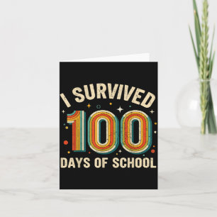 Retro Ik heb 100 dagen school overleefd Studenten Kaart