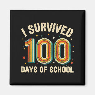 Retro Ik heb 100 dagen school overleefd Studenten Magneet