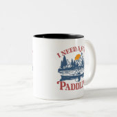 Retro Ik heb een goede paddling nodig Kayaking Kay Tweekleurige Koffiemok (Voorkant rechts)