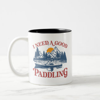 Retro Ik heb een goede paddling nodig Kayaking Kay Tweekleurige Koffiemok
