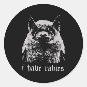 Retro Ik Heb Hondsdolheid Vleermuis Grappige Meme Ronde Sticker