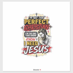 Retro Ik heb Jezus Nodig Christelijk T-Shirt Ontwe Sticker