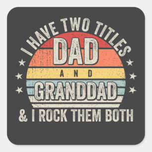 Retro Ik heb twee titels papa en opa Vierkante Sticker