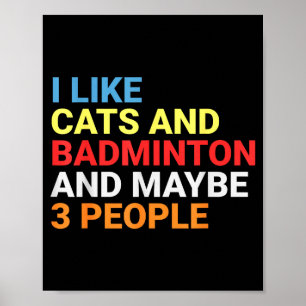 Retro Ik Hou Van Katten En Badminton Liefhebber Gr Poster