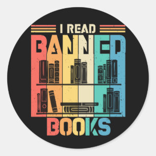 retro Ik las verboden boeken voor boekenoverboeki Ronde Sticker