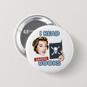 Retro Ik lees verboden boeken Ronde Button 5,7 Cm