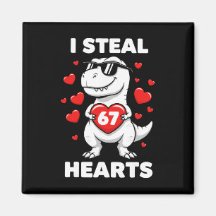 Retro ik steel 67 harten 67 Valentijnsdag dinosaur Magneet