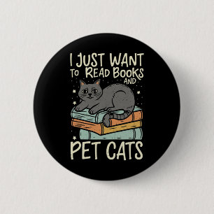 Retro Ik wil alleen maar boeken lezen en katten ka Ronde Button 5,7 Cm