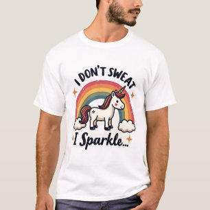 Retro Ik Zweet Niet Ik Fonkel Eenhoorn Regenboog P T-shirt