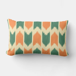 Retro Ikat patroon Oranje en groen Kussen