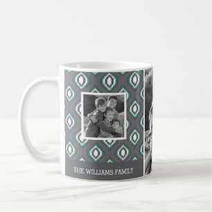 Retro Ikat Tribal Patroon Foto's en tekst van de Koffiemok