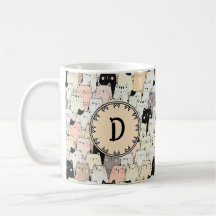 Retro illustratie katten monogram