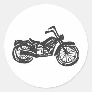 Retro illustratie motorfiets - Achtergrond kiezen Ronde Sticker